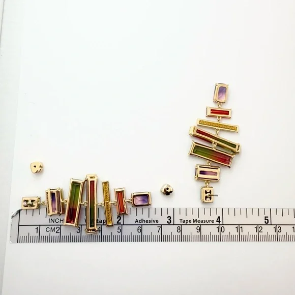 Kate Spade Gold Plated GEO Gem Chandelier Drop Statement Earrings - Picture 6 of 6